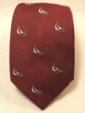 Men's Burgundy Sailboat Silk Blend Tie